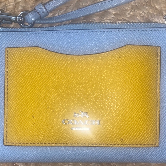 Coach Blue and Yellow Wristlet - Picture 4 of 6